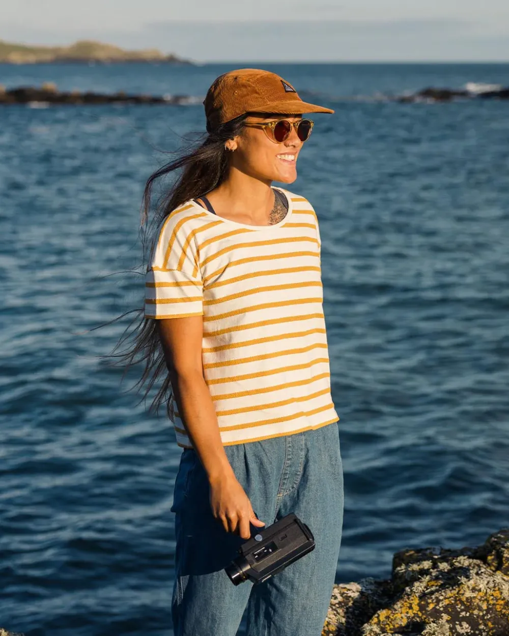 Passenger Tops & T-Shirts|Women's Outlet>Skye Stripe T-Shirt Honey