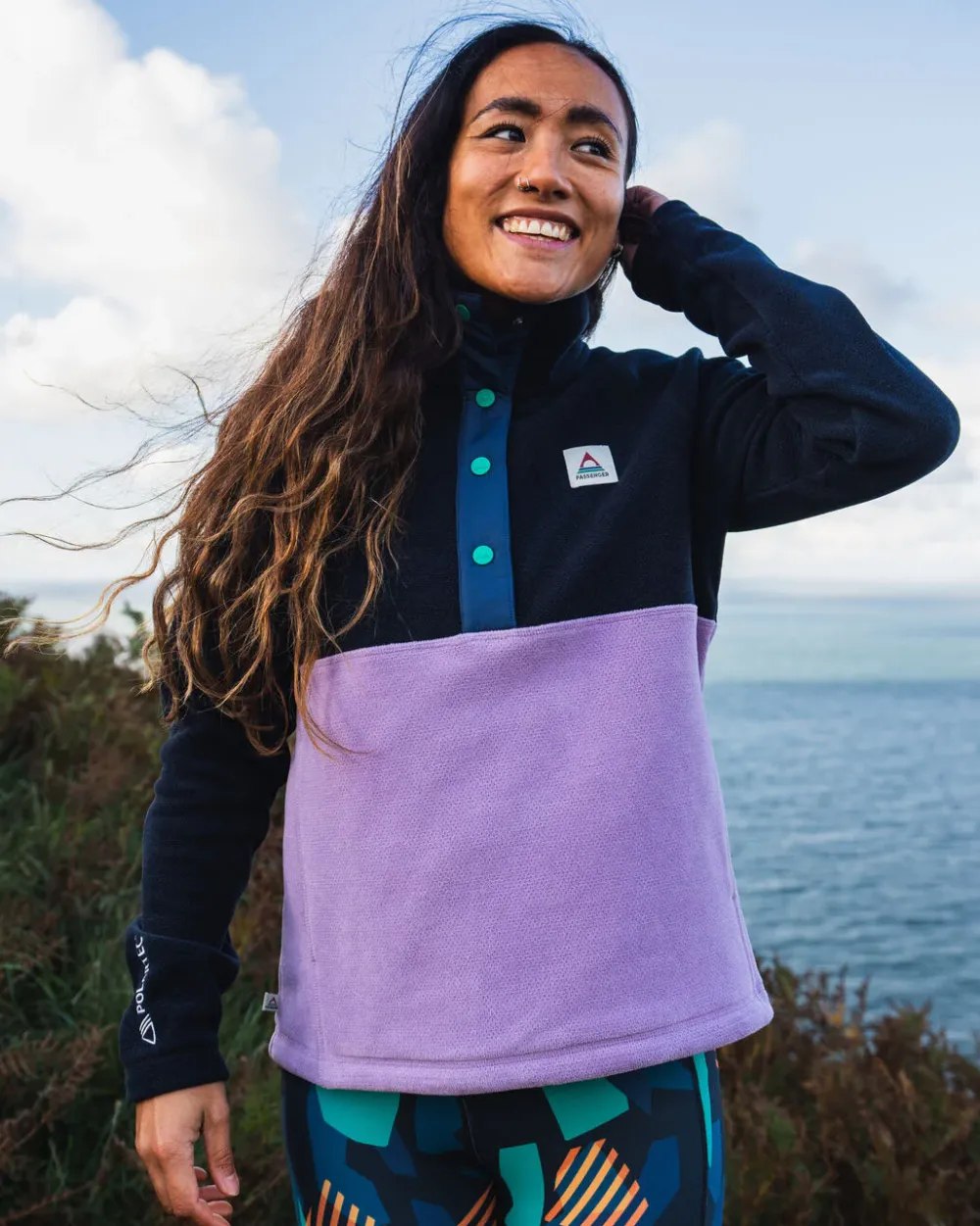 Passenger Fleece|Fleece>Snowdrop Pullover Recycled Polartec® Fleece Lilac/ Deep Navy