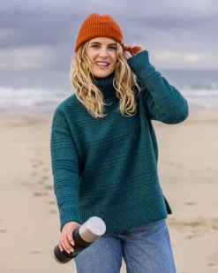 Passenger Knitwear|Women's Outlet>Snug Recycled Polo Neck Knitted Jumper Mediterranean