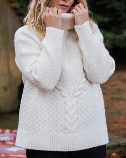 Passenger Knitwear|Women's Outlet>Snuggle Recycled Knitted Polo Neck Off White