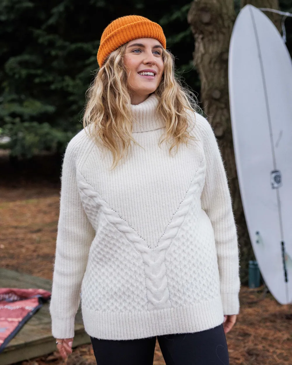 Passenger Knitwear|Women's Outlet>Snuggle Recycled Knitted Polo Neck Off White