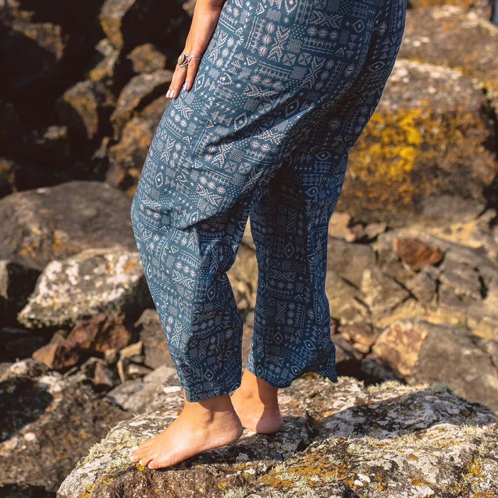 Passenger Jumpsuits & Playsuits|Dungarees & Pants>Spirit Jumpsuit Blue Coral Geo Tile