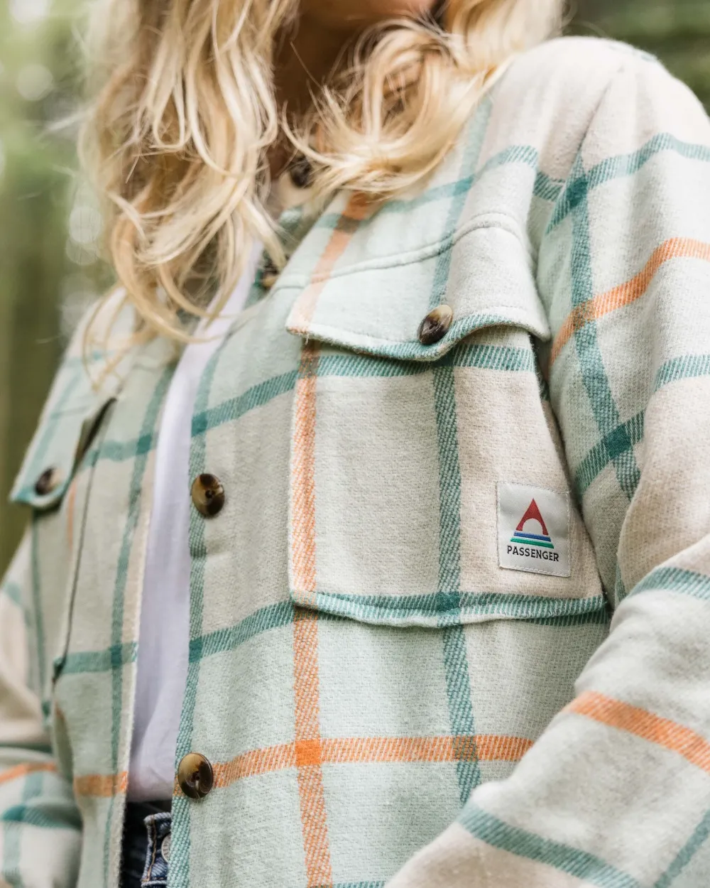 Passenger Shirts>Stella Organic Cotton LS Shirt Surf Spray Check