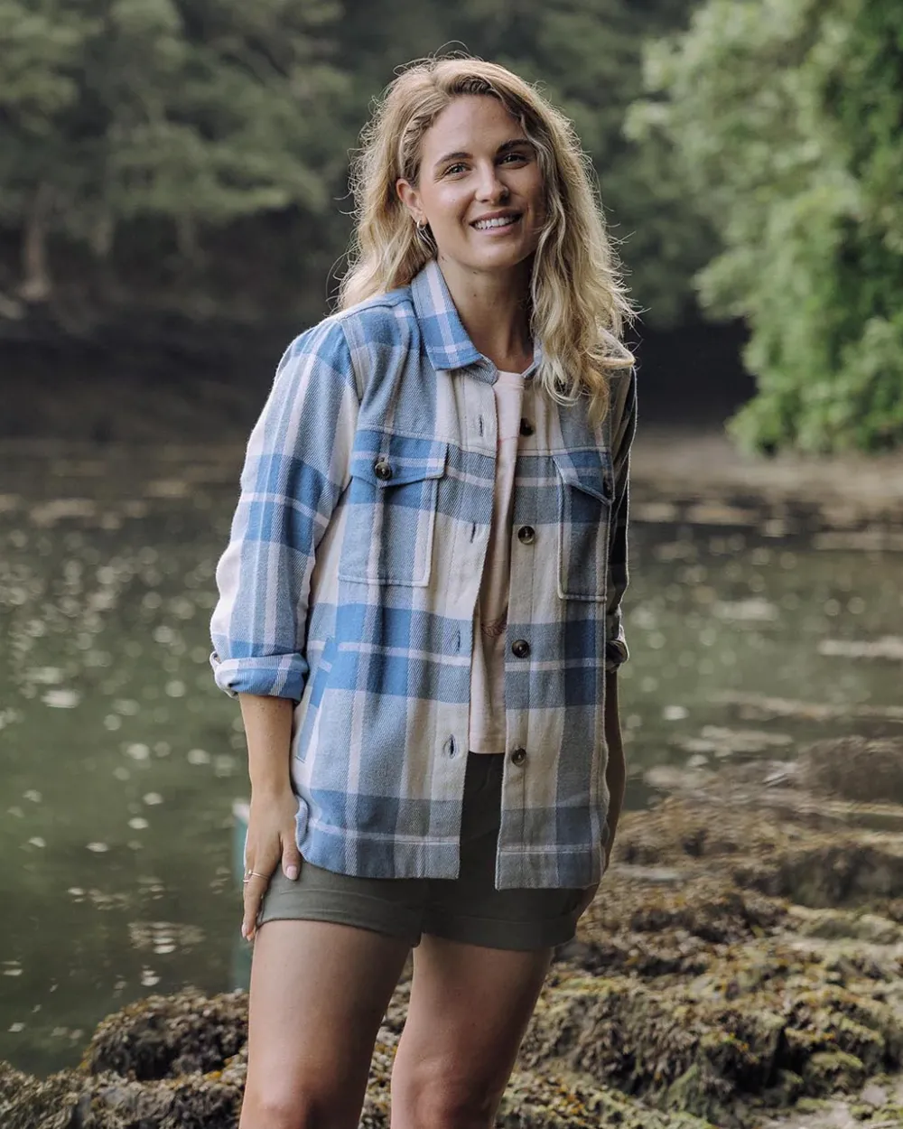 Passenger Shirts>Stella Organic Cotton LS Shirt Provincial Blue Check