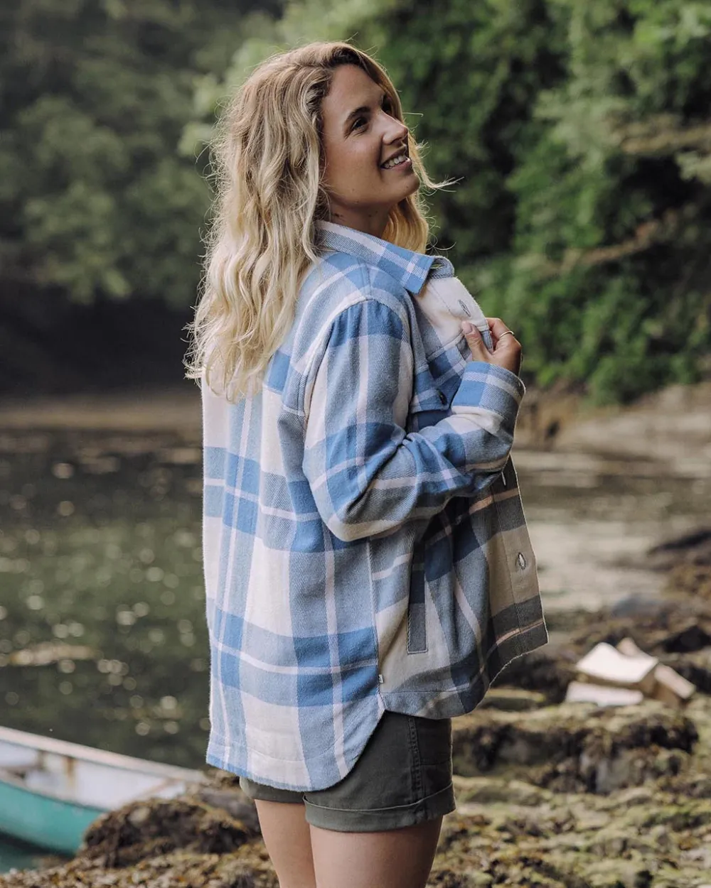 Passenger Shirts>Stella Organic Cotton LS Shirt Provincial Blue Check