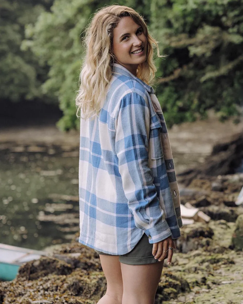 Passenger Shirts>Stella Organic Cotton LS Shirt Provincial Blue Check