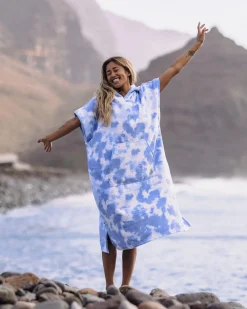 Floris van Bommel Towels|Changing Robes & Ponchos>Tulum Recycled Towel Poncho Tie Dye Cornflower