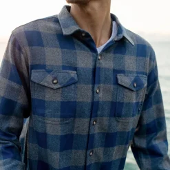 Passenger Shirts|Men's Outlet>Vacant Shirt Buffalo Check Slate Blue