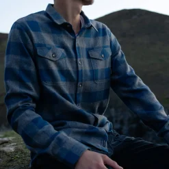 Passenger Shirts|Men's Outlet>Vacant Shirt Buffalo Check Slate Blue