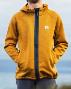 Passenger Hoodies & Sweatshirts|Fleece>Vertical Full Zip Hooded Recycled Fleece Dusty Ochre