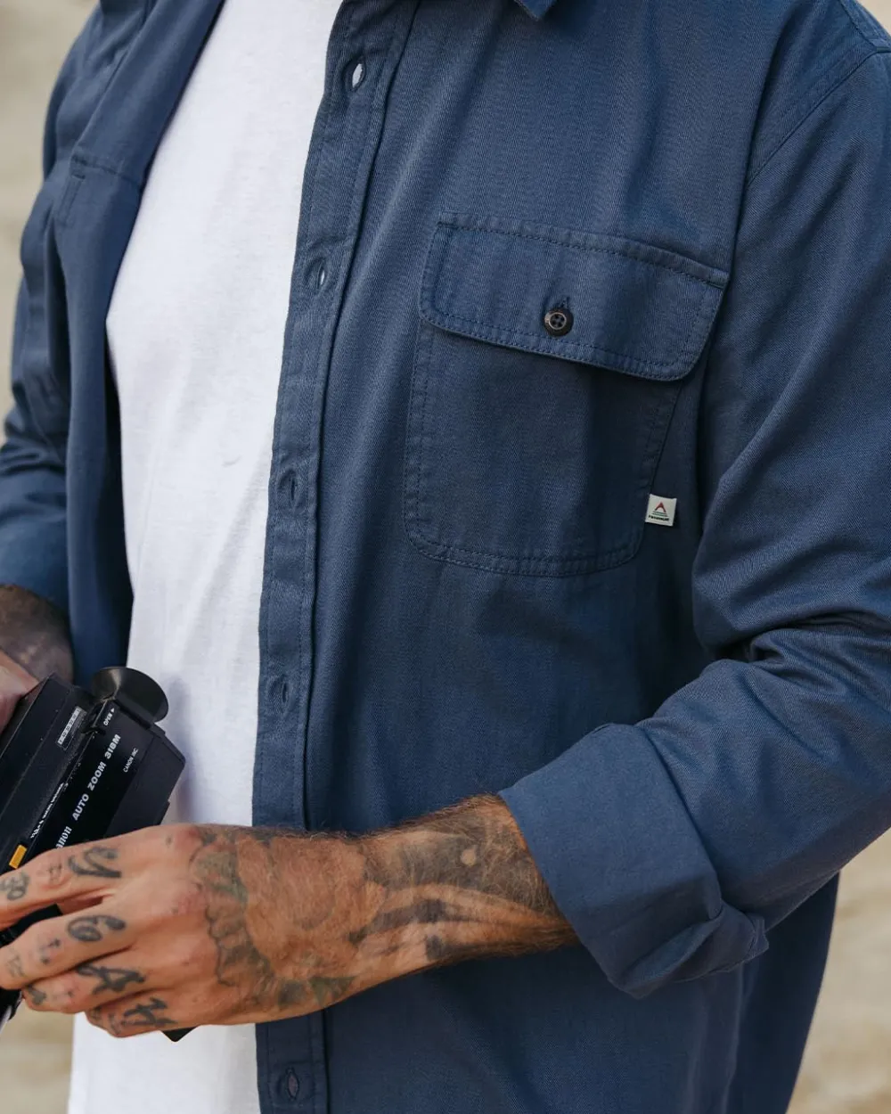 Passenger Shirts|Best Sellers>Vision Organic Cotton Shirt Dark Denim