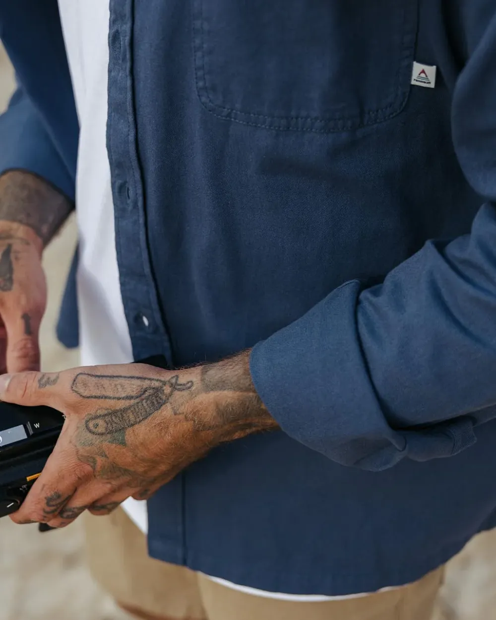 Passenger Shirts|Best Sellers>Vision Organic Cotton Shirt Dark Denim