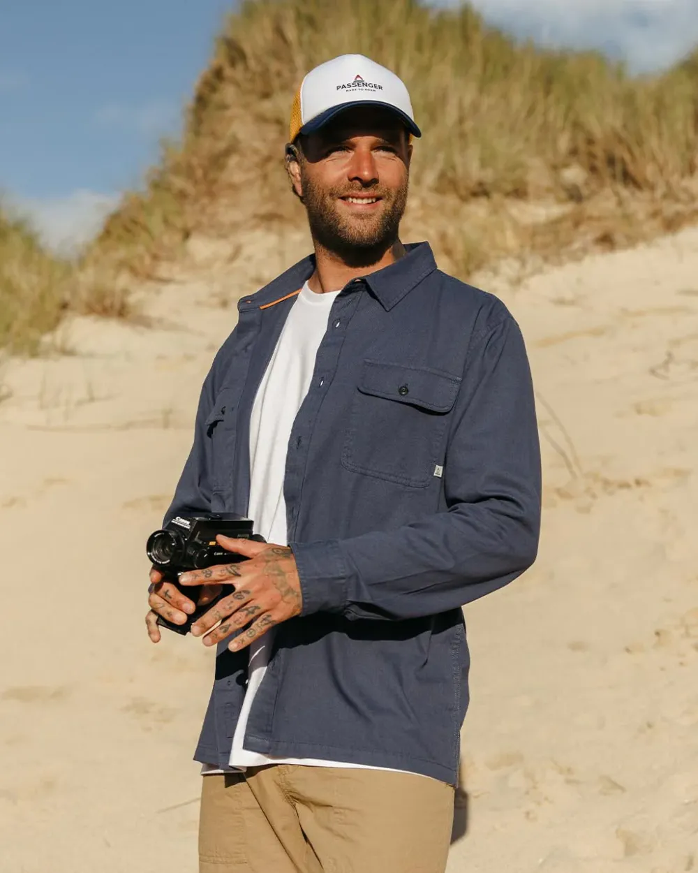 Passenger Shirts|Best Sellers>Vision Organic Cotton Shirt Dark Denim