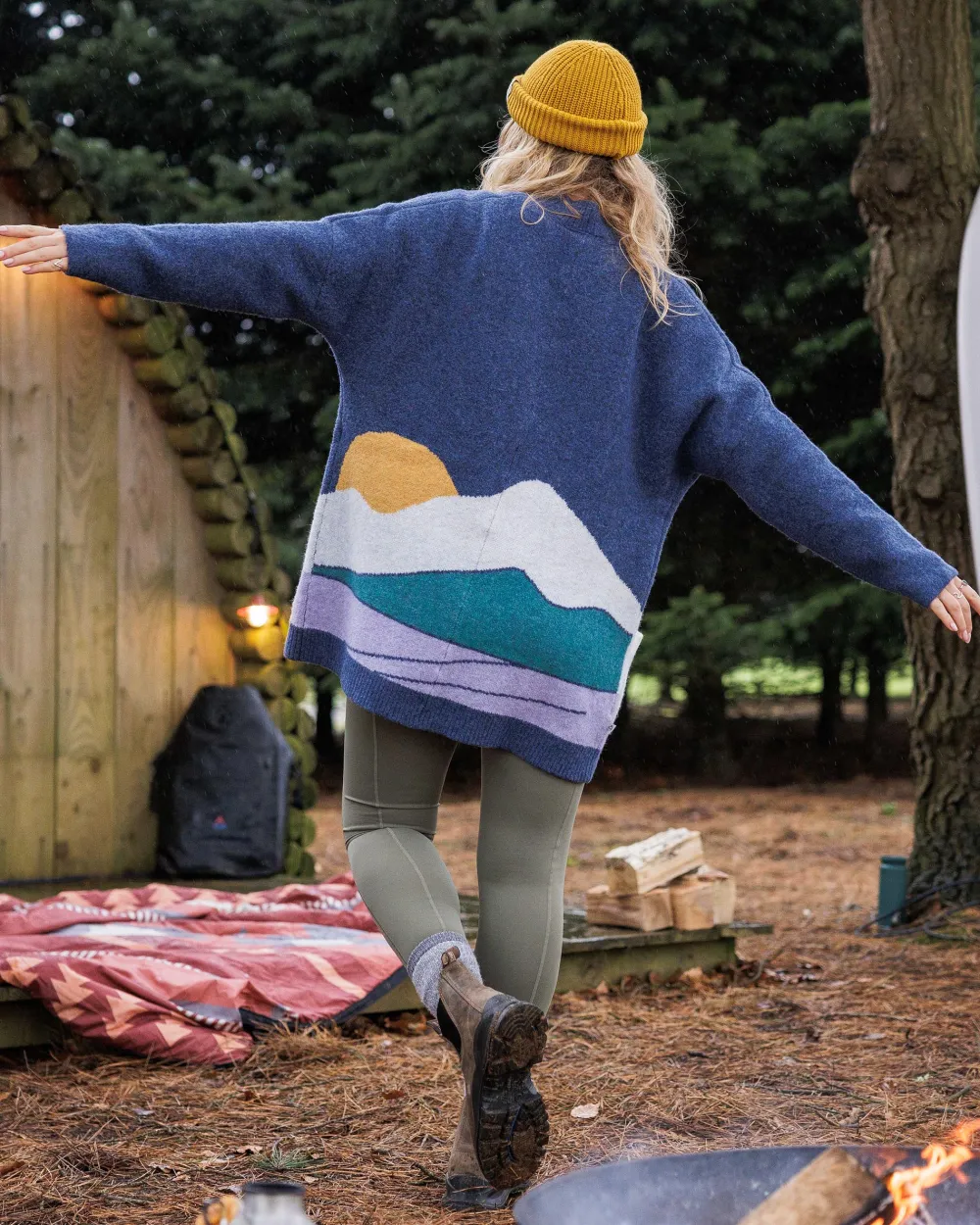 Passenger Knitwear|Winter Road Trip Essentials>Vista Recycled Knitted Cardigan Dark Denim