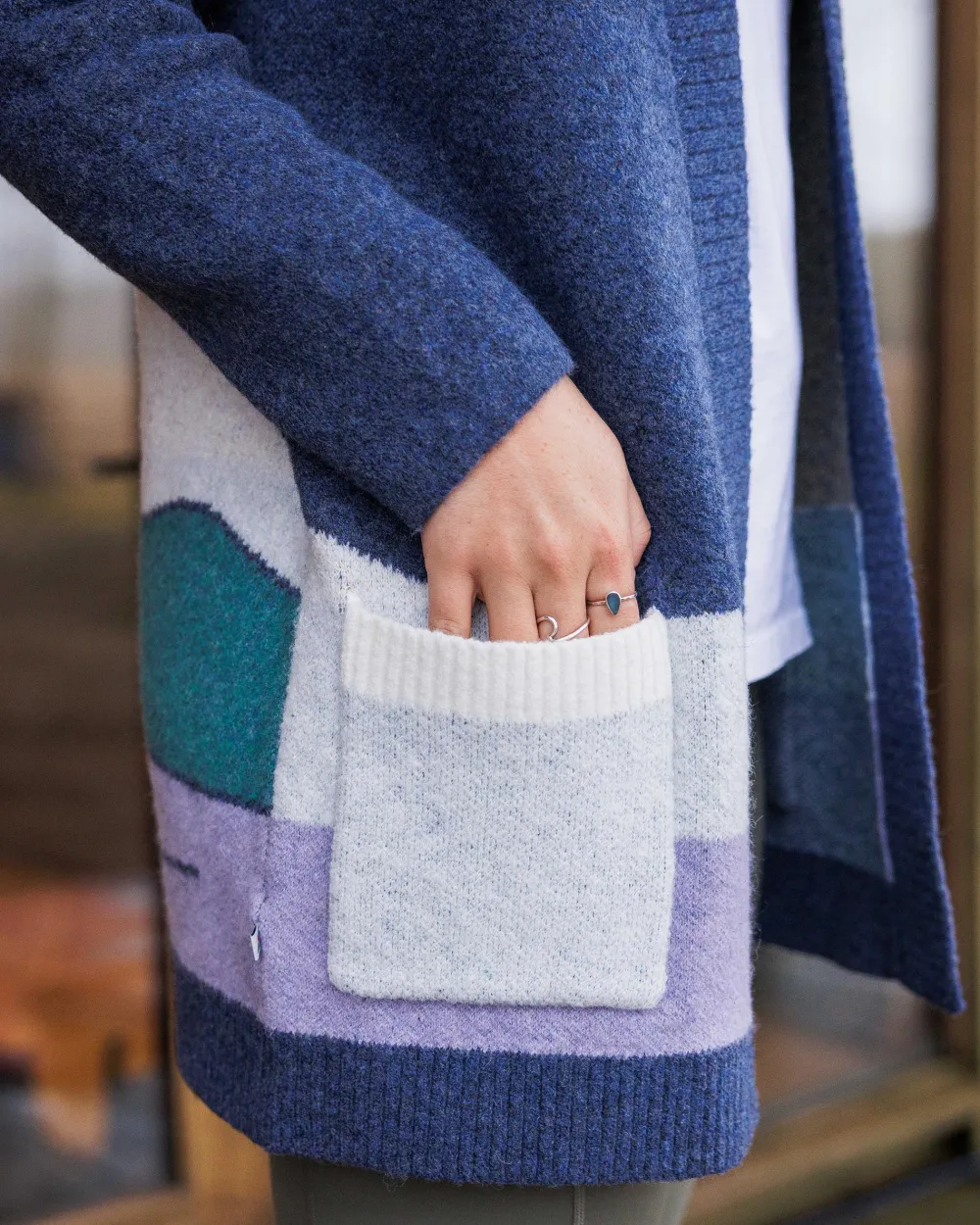Passenger Knitwear|Winter Road Trip Essentials>Vista Recycled Knitted Cardigan Dark Denim
