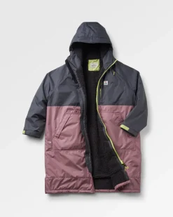 Floris van Bommel Changing Robes & Ponchos>Waves Recycled Sherpa Lined Changing Robe Grape / Charcoal