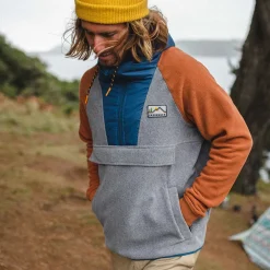 Floris van Bommel Men's Outlet|Men's>Woodland 1/2 Zip Recycled Polar Fleece Grey Marl