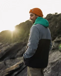 Floris van Bommel Fleece|Fleece>Woodland Hooded 1/2 Zip Polar Fleece Storm Grey/ Black