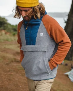 Floris van Bommel Fleece|Fleece>Woodland Hooded 1/2 Zip Polar Fleece Grey Marl